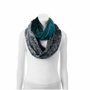 NWOT Velvet Scarf Grey, Green, Navy